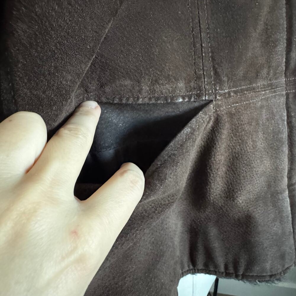 Jones New York | Leather and Faux Sherling Coat with Hood size L - Picture 12 of 16